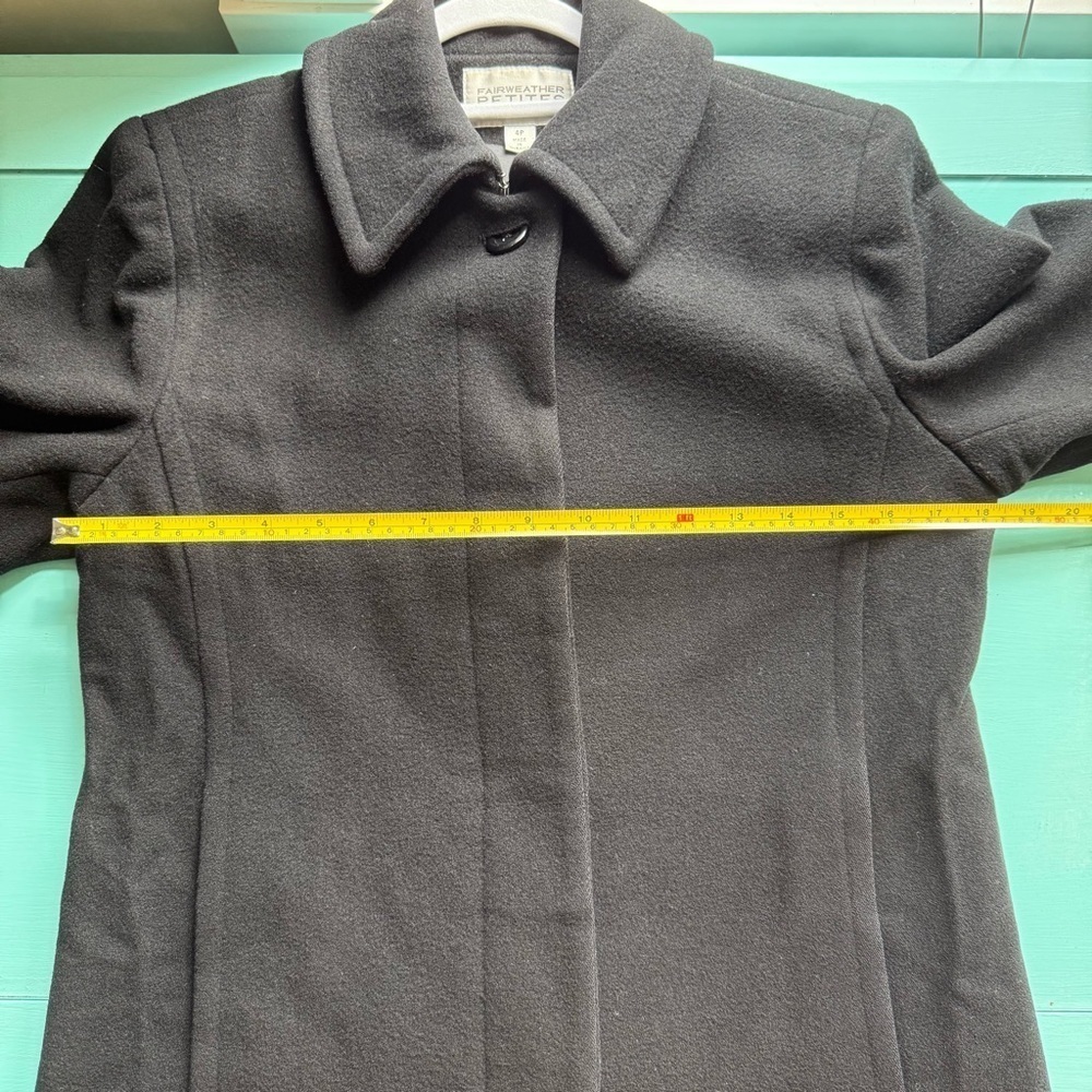 Fairweather Vintage Elegant Black Women's Wool Blend Pea Coat Size 4P Cozy - Picture 7 of 16